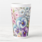 柔カラフルらかいパステル色の花 カフェラテマグ (正面)
