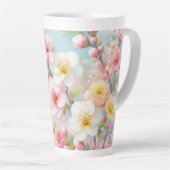 柔カラフルらかいパステル色の花 カフェラテマグ (右アングル)