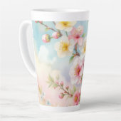 柔カラフルらかいパステル色の花 カフェラテマグ (左アングル)