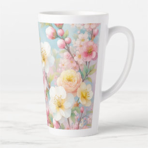 柔カラフルらかいパステル色の花 カフェラテマグ