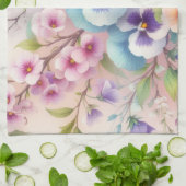 柔カラフルらかいパステル色の花 キッチンタオル (折り畳み)