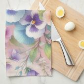 柔カラフルらかいパステル色の花 キッチンタオル (四つ折り)