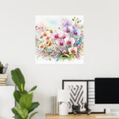 柔カラフルらかいパステル色の花 ポスター (ホームオフィス)
