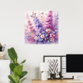 柔カラフルらかいパステル色の花 ポスター (ホームオフィス)