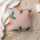 柔カラフルらかいピンク色の背景に桃の模様 クッション (ブランケット)