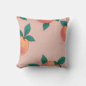 柔カラフルらかいピンク色の背景に桃の模様 クッション (正面)