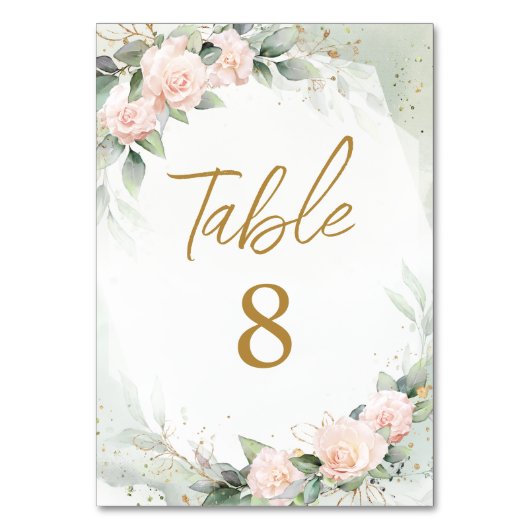 柔フェミニンらかいピンク色の花の共有テーブル番号 テーブルナンバー (裏面)