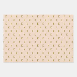 柔ミニマルらかいピンクのモノグラム ラッピングペーパーシート