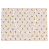 柔ミニマルらかいピンクのモノグラム ラージペーパーバッグ (正面)