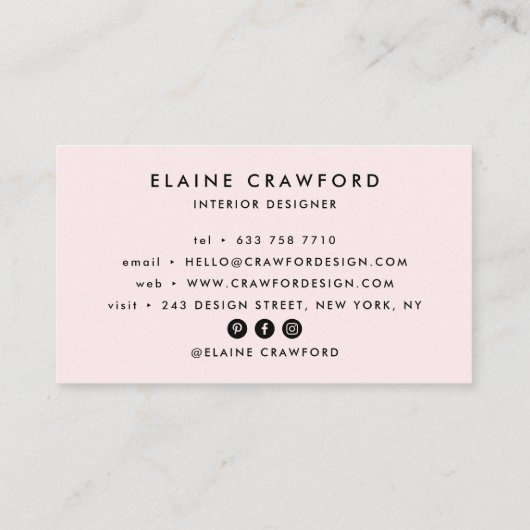 柔モダンらかいパステルピンクの大理石灰パターン 名刺 (裏面)
