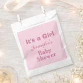 柔モダンらかいピンクかわいい女の子の赤ちゃんシャワー フェイバーバッグ (クリップ留めされた状態)