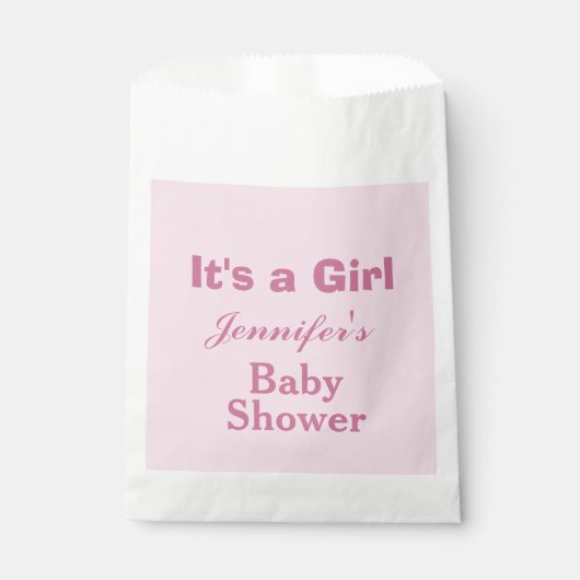 柔モダンらかいピンクかわいい女の子の赤ちゃんシャワー フェイバーバッグ (正面)