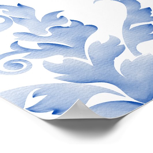 柔王室のらかい青の水彩のシーティングチャート ポスター (角)