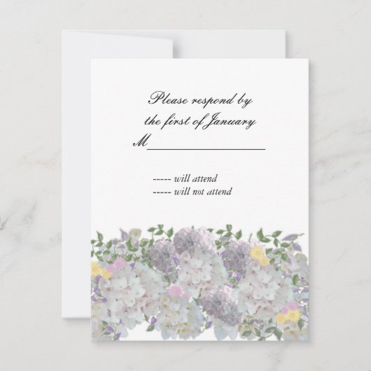 柔素朴らかい庭の花の返信カード 出欠カード (正面)