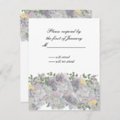 柔素朴らかい庭の花の返信カード 出欠カード (正面/裏面)