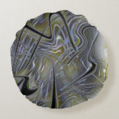 柔素朴らかい黄色がかった緑の灰色の汚れた跡 ラウンドクッション (裏面)