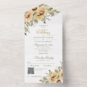 柔素朴らかい黄色のひまわりQRコード オールインワン招待状 (内側)