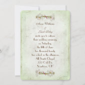 柔結婚らかい緑色の紙の端が裂けたデイジー 招待状 (裏面)