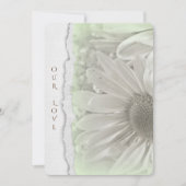 柔結婚らかい緑色の紙の端が裂けたデイジー 招待状 (正面)