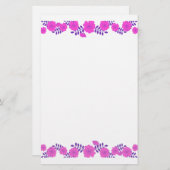 柔絵画らかいピンクのバラの花の縁ど線 便箋 (正面/裏面)