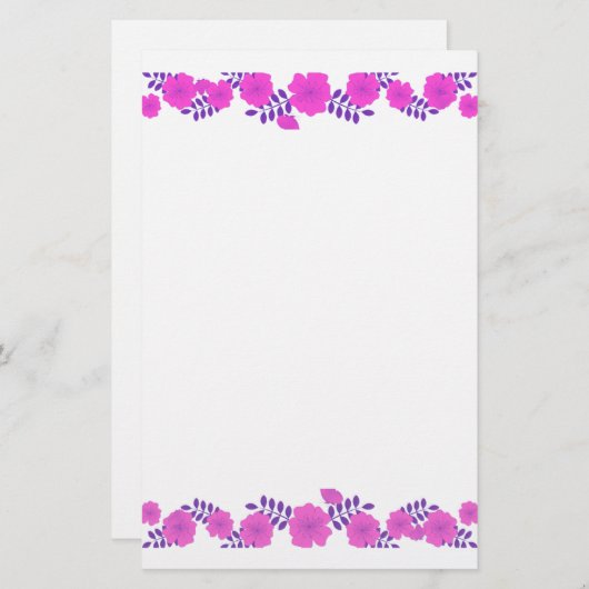 柔絵画らかいピンクのバラの花の縁ど線 便箋 (正面/裏面)