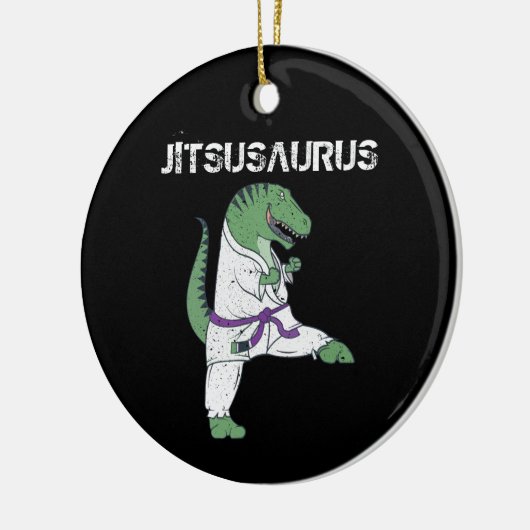 柔術おもしろい、Tレックス柔術黒帯ギフト セラミックオーナメント (左)