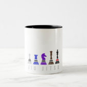 柔術の実訓練チェス、ギフトbjj文字。 ツートーンマグカップ (中央)
