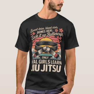 柔術ガール レトロ ヴィンテージ T ブラッド クラスト Tシャツ