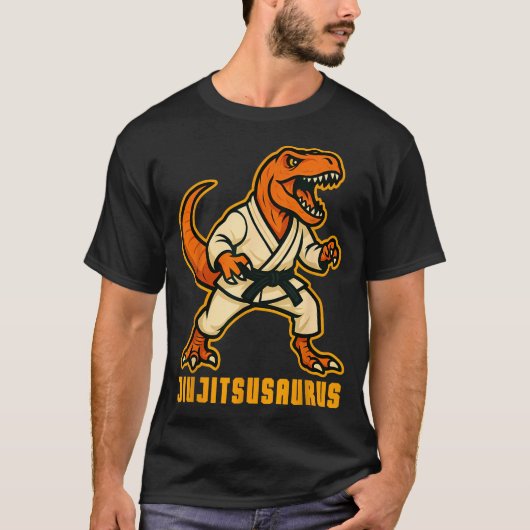 柔術サウルス 柔術 恐竜 格闘家 Tシャツ (正面)