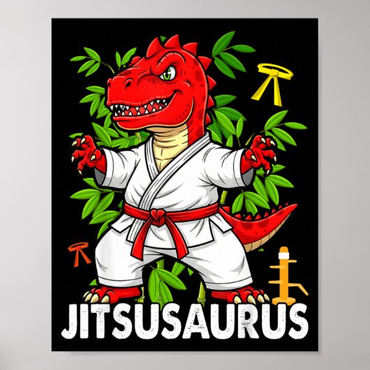 柔術サウルス 柔道 おもしろ T-Rex MMA ブラジリアン ポスター (正面)