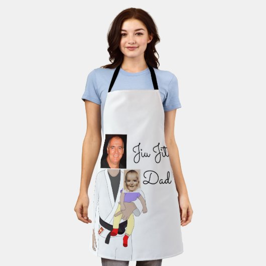 柔術パパカスタム写真と手書き文字 エプロン (着用した状態)