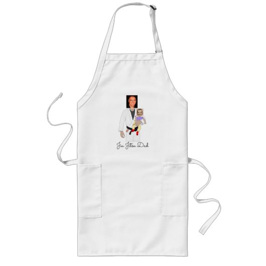 柔術パパカスタム写真と手書き文字 ロングエプロン (正面)