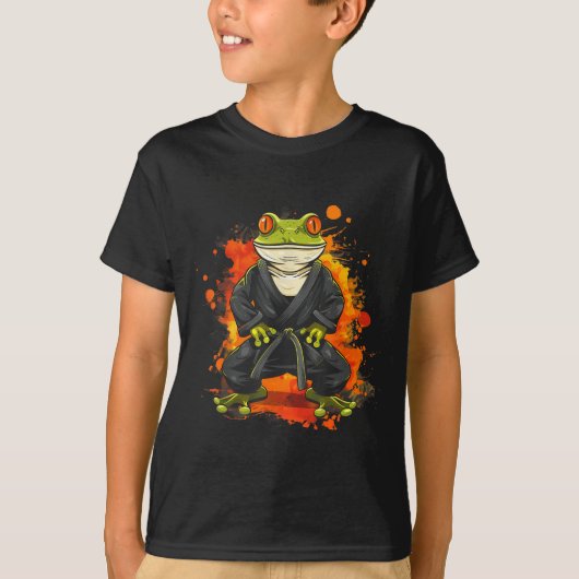 柔術ヒキガエル 動物 アート テコンドー キックボクシング Tシャツ (正面)