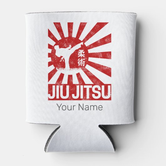 柔術ファイター日本のヴィンテージ武術芸術 缶クーラー (正面)