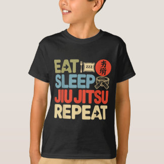 柔術 レトロ ビンテージ 食事 睡眠 柔術 繰り返し Tシャツ