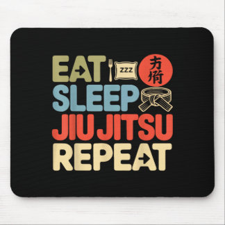 柔術 レトロ ヴィンテージ Eat Sleep 柔術 Repeat マウスパッド
