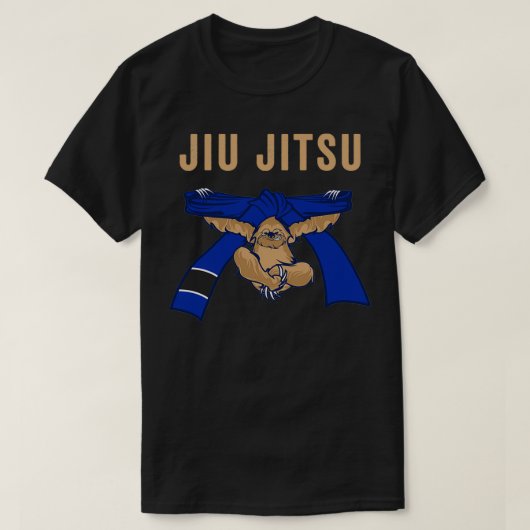 柔術BJJスロース柔術ブルーベルト文字 Tシャツ (デザイン正面)