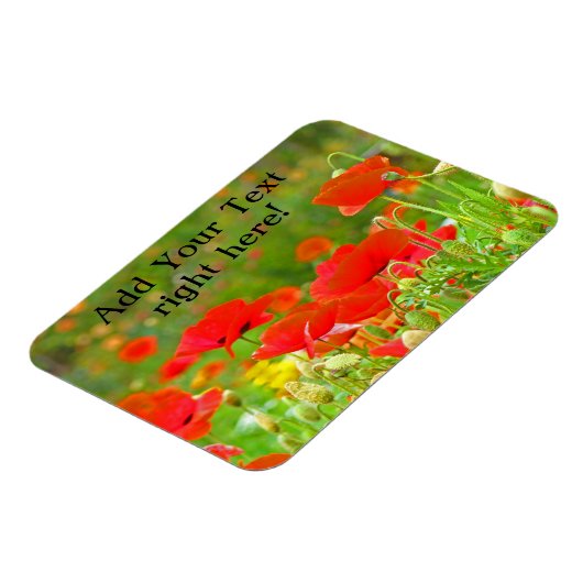 柔軟なマグネットあなたのテキストを追加する赤いポピーの花 マグネット (左側)