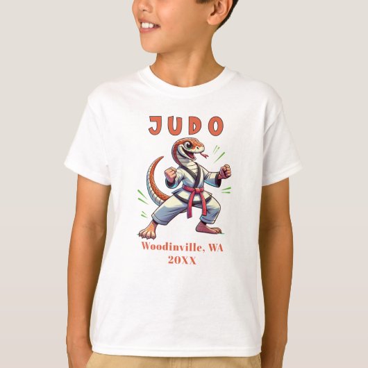 柔道の個人設定の場所の日付名 Tシャツ (正面)