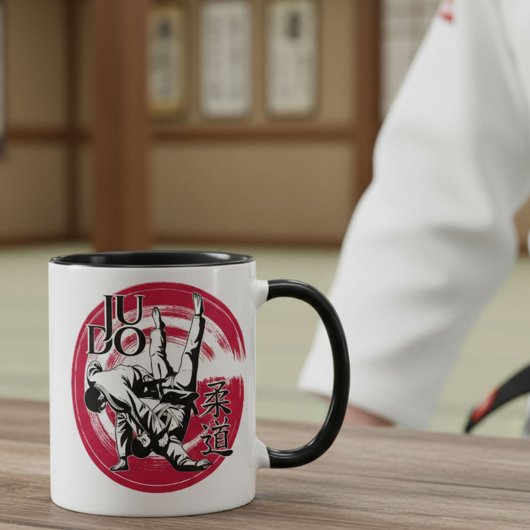 柔道の漢字と昇る太陽の投げ技 - 武道 マグカップ