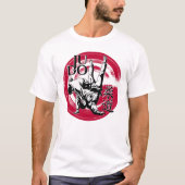 柔道の漢字と昇る太陽の投げ技 - 武道 Tシャツ (正面)