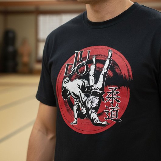 柔道の漢字と昇る太陽の投げ技 - 武道 Tシャツ