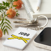 柔道イエローベルトプロモーションお祝い キーホルダー (正面右)