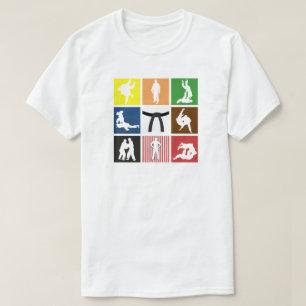 柔道カラーベルトアートポップ・アートのジュドカスシルエット Tシャツ