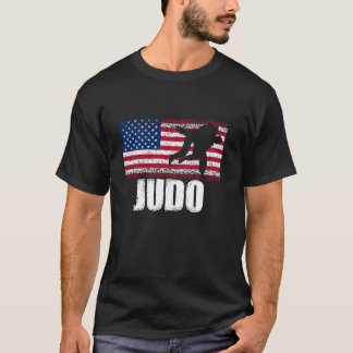 柔道スポーツレトロアメリカ国旗USAアメリカマルティア Tシャツ