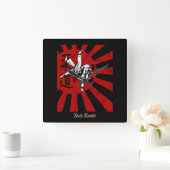 柔道武術とヴィンテージの日の出 スクエア壁時計 (ホーム)