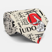 柔道漢字、柔道家、鳥居紋様 ネクタイ (ロール)