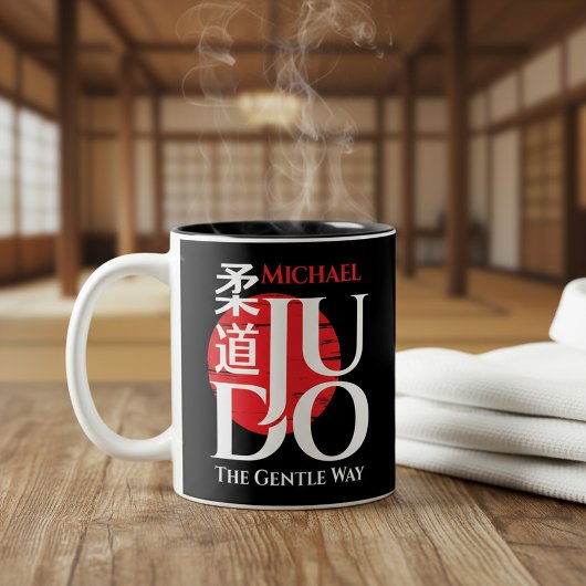 柔道 -漢字、日の出 ツートーンマグカップ