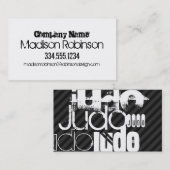 柔道、黒と濃いグレーのストライプ 名刺 (正面/裏面)