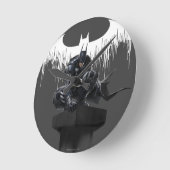 柱でとまるバットマン ラウンド壁時計 (傾斜)